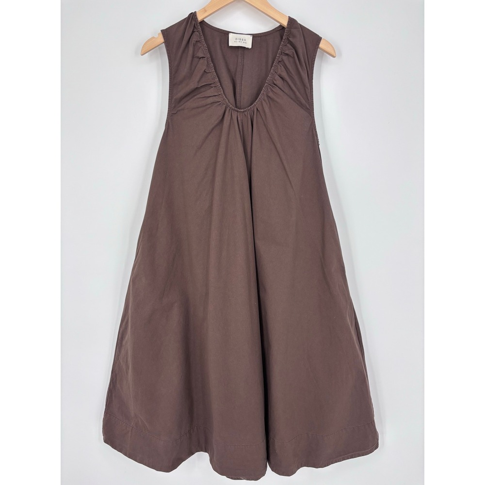 DISSH Gabby Bitter Choc Oversized Cotton Midi Dress Womens Size 2 Brown